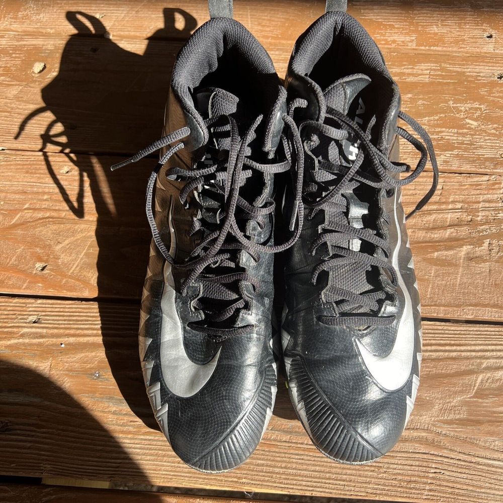 Nike Alpha Fastflex Menace Shark Football Cleats Black Gray Yellow Mens Size 13